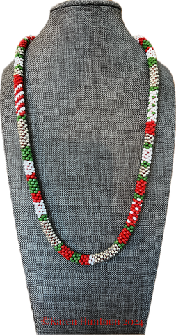 "*****8/0 Beaded Colorblock Kumihimo Necklace" - Holiday Mix NEW!!