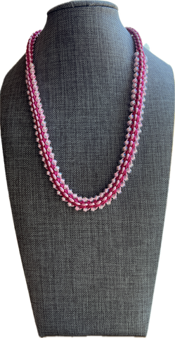 "***8-strand Kusari Tsunagi Soutache & Satin  Edge Bead Necklace Kit - Pink"