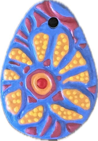 Handpainted Flower Pendant - Periwinkle(45mm x 33mm)