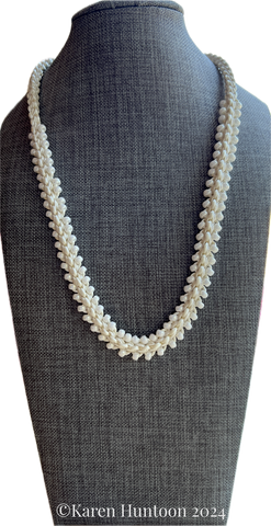 "***8-strand Kusari Tsunagi Soutache & Satin  Edge Bead Necklace Kit -Ivory Pearl"
