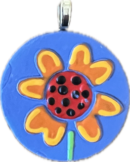 Handpainted Fun Flower Pendant - Periwinkle(42mm diameter)