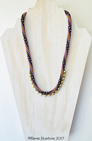 Beaded Bauble Fringe Kumihimo Necklace Kit -Eggplant Twist