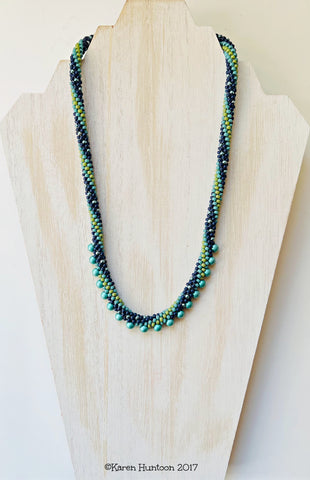 Beaded Bauble Fringe Kumihimo Necklace Kit - Sea Foam Twist