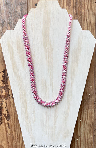 Edge Bead Necklace Kit - Pinks with Raspberry Crystal