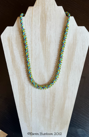 Edge Bead Necklace Kit - Turquoise, Goldenrod & Purple