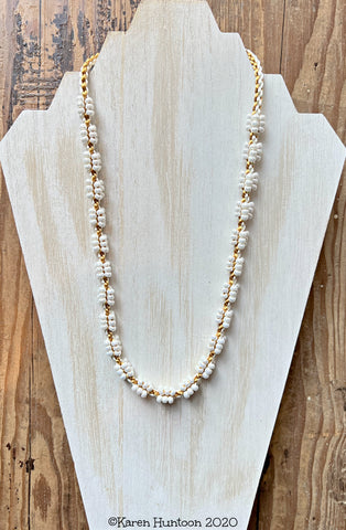 Cluster Bead Kusari Tsunagi Necklace Kit - Ivory Pearl - MARUDAI only