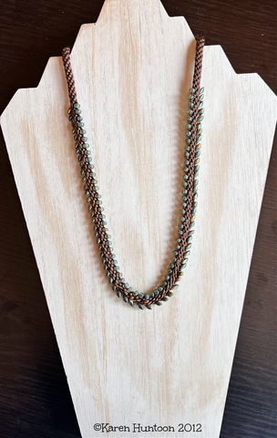 Magatama Fringe Necklace Kit-Chocolate with Patina Iris