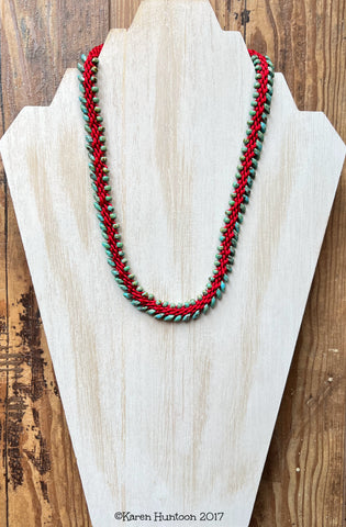 Magatama Fringe Necklace Kit - Rust with Picasso Turquoise